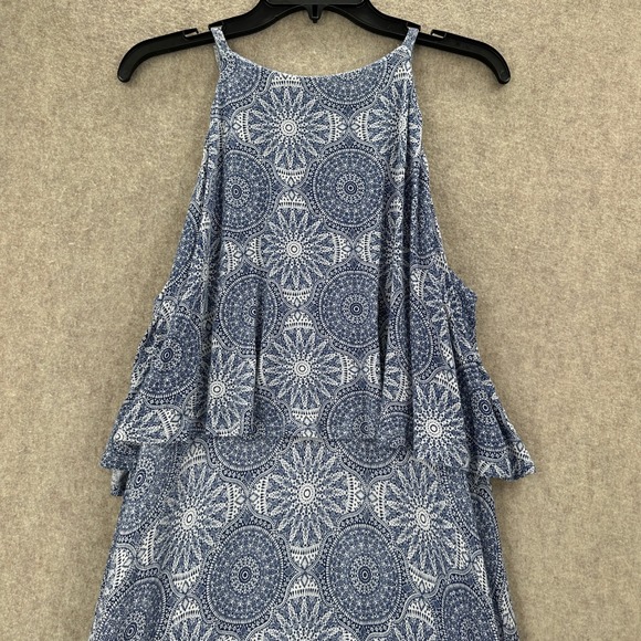 Torrid Maxi Dress Blue White Geometric Paisley Print Halter‎ Neck Tiered Size 2X - Picture 4 of 8